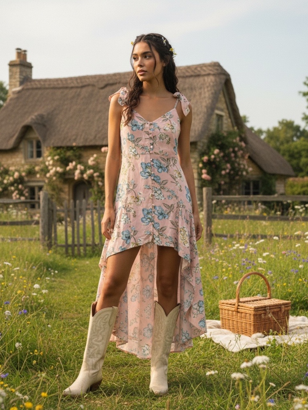 POL Floral High-Low Dress